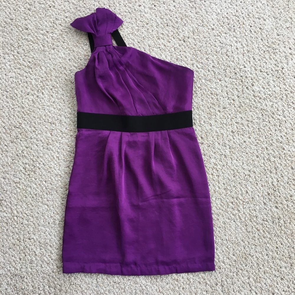 BCBG Purple One Shoulder Dress